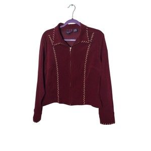 Roper Ladies Outerwear Soft Shell Zip Up Jacket Size Large Burgundy Soft